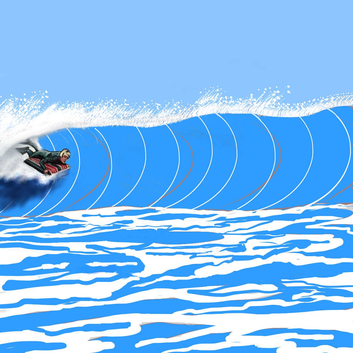 Mat riding on a fast wave